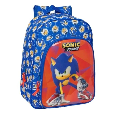 Imagen de SONIC PRIME Mochila Escolar Infantil Animada, Niño, Infantil, Adaptable a Carro, Ideal para Niños en Edad Escolar, Cómoda y Versátil, Calidad Resistencia, 26x11x34 cm, Color Azul