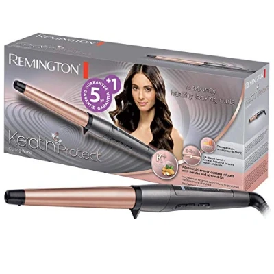 Imagen de Remington Rizador de Pelo Keratin Protect, Queratina y Aceite Almendras, Ondulador con Barril 19 28 mm, Cerámica, 5 Temperaturas hasta 210C, Digital, CI83V6, Negro, Rose Gold