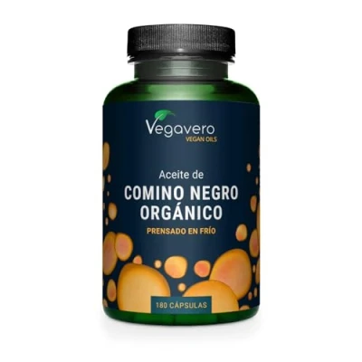 Imagen de Aceite Comino Negro Vegavero® El único Vegano &amp; Orgánico Nigella Sativa Oil 1000 mg Prensado en Frío Sin Aditivos 55% Ácido Linoleico Cápsulas Gelatina Olores 180