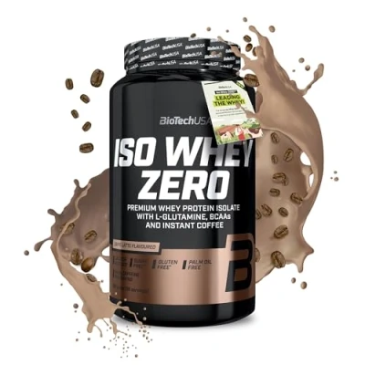 Imagen de BioTechUSA Iso Whey Zero Premium Protein Isolate Grass Fed Enzyme Free Sugar and Gluten free, 908 g, Caffé Latte