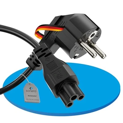 Imagen de Sonero® Euro Cable de Red, alimentación para electrodomésticos, Enchufe Schutzkontakt a IEC C5, 3,00m, Negro