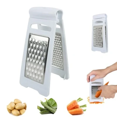 Imagen de Guittly rallador plegable para verduras de acero inoxidable, con grueso y fino, verduras, cocina doble canal patatas crudas,