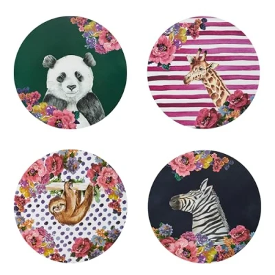 Imagen de Mikasa Wild At Heart Salvamanteles Redondos de Corcho 25cm, Juego 4 Resistentes Al Calor, Antideslizantes y Lavables con Estampados Animales
