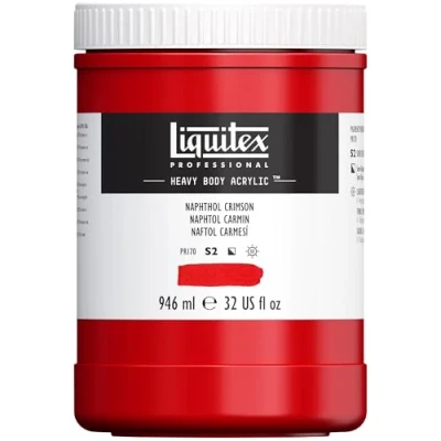 Imagen de Liquitex pintura acrílica profesional Heavy Body cuerpo espeso, 946 ml, color rojo naftol carmesí