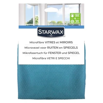 Imagen de STARWAX Microfibra para cristales y espejos X4 tecnología &quot;nido de abeja&quot; captura la suciedad las microgotitas no rayado diseño francés poliéster poliamida formato 32 x 36 cm