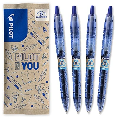 Imagen de Pilot Flowpack 4uds B2P gel 0,7 Bolígrafo Roller tinta de Medio Azul Begreen Fabricado a partir plástico reciclado