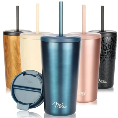 Imagen de Milu Termo Cafe 300ml, 400ml, 500ml Vaso Termico Antigoteo, Taza Termica acero inox sin BPA, Insulated Mug para llevar (Green, 500ml)