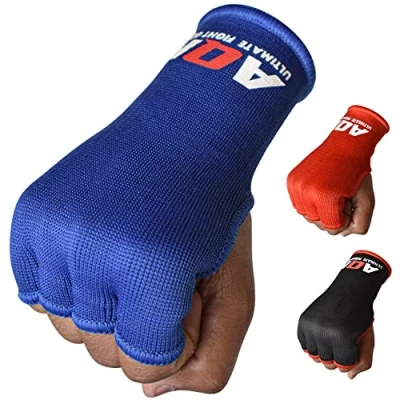 Imagen de AQF Guantes Interiores de Boxeo elásticos para el puño, Protectores alternativos a Vendas Transpirables (Azul, S)