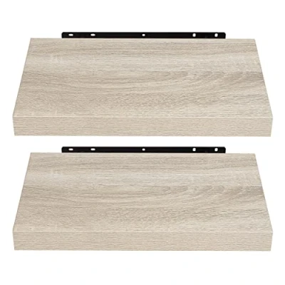 Imagen de EUGAD Juego de 2 Estante Flotante Pared Retro Estantería Madera Colgar Libro CD para Salon Dormitorio 40cm Sonoma Roble 0083QJ