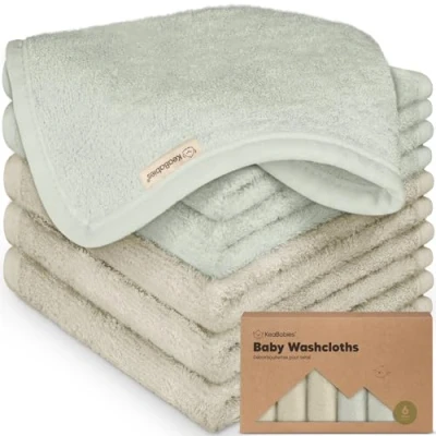 Imagen de 6 Pack de Toallitas Bambú Orgánico para Bebés Suaves Bambú, Orgánicas, Niños, Toallas Bebés, Algodón, Faciales (Stone/Dove)