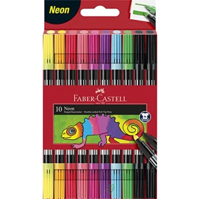 Imagen de Faber Castell 151110 Rotulador doble (1 unidad), color neón 10er Etui neon