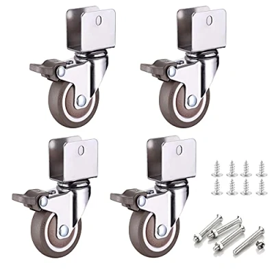 Imagen de 4 Piezas Ruedas Giratorias, De Silencio En Forma U, Rueda Pivotantes, Pivotantes Para Mueble, Giratorias Con Placas Freno, Muebles, Soportes Flores, Cunas