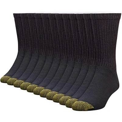 Imagen de Gold Toe 656s Cotton Crew Athletic Socks, Multipairs Calcetines, Negro (12 Pares), XL (Pack Hombre