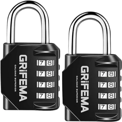 Imagen de GRIFEMA GA1001 Candado de Combinación, Cerradura Combinación 4 Dígitos , 2 Piezas, Adecuada para Gimnasio, Maleta Equipaje y Caja Herramientasetc Etc, Negro[Exclusivo en Amazon]