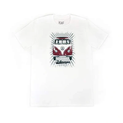 Imagen de BRISA VW Collection Volkswagen Furgoneta Hippie Bus T1 Van Camiseta Vintage con Corte clásico y Motivo Retro de Algodón, T Shirt para Hombre Mujer (XL/Rayas/Blanco&amp;Rojo)