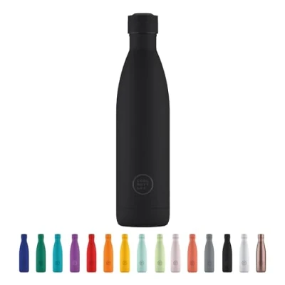 Imagen de Cool Bottles Botella de Agua Acero Inoxidable 750 ml Mono Black 30,5 x 7 cm Térmica Hermética Bebidas Frías 36 Horas y Calientes 18 Triple Technology Libre BPA