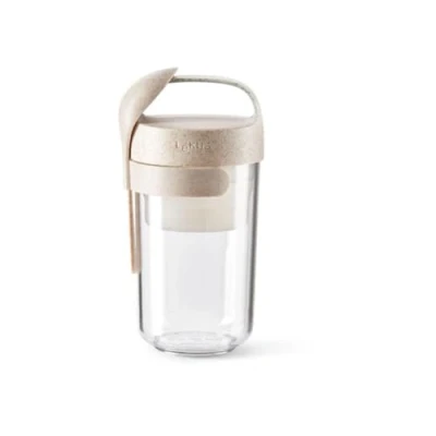 Imagen de Lékué Recipiente/Jarra hermético para transportar alimentos, desayuno, comida,merienda, Jar To Go Organic, Beis, 600 ml