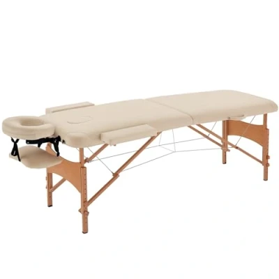 Imagen de HOMCOM Camilla de Masaje Plegable con Altura Ajustable 61 87 cm para Uso Profesional Belleza Acupuntura y Fisioterapia 185x60 Crema