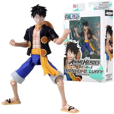 Imagen de BANDAI One Piece Anime Heroes Figura de Acción Monkey D. Luffy Dressrosa 17cm 37007 Multicolor Figuras articuladas ¡Hazte con el Tesoro Las Piece!.