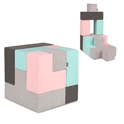 Imagen de KiddyMoon Bloques Blandos 9 Piezas para Niños, Mix:Gris Claro/Gris Oscuro/Rosa/Menta