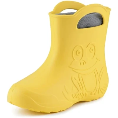 Imagen de Ladeheid Botas de Agua para niños en EVA Invierno Goma Infantiles con Forro removible Impermeables Calzado y niñas LA CA 03 (Amarillo/Gris, 24/25 EU)
