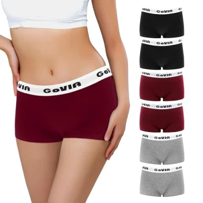 Imagen de Libella Calzoncillos tipo bóxer para mujer, paquete de 6 unidades, algodón, ZD3921, 2 x negro/2 magenta/2 gris claro, XL