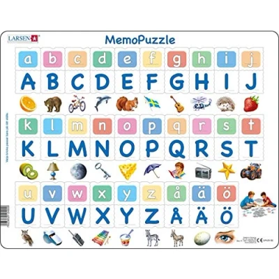 Imagen de Larsen GP429 MemoPuzzle: El Alfabeto con 29 Letras mayúsculas y minúsculas, edición en Sueco, Puzzle de Marco 58 Piezas
