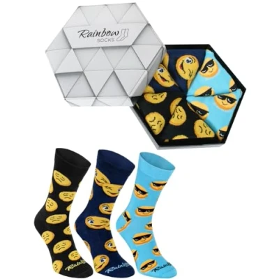Imagen de Rainbow Socks Hombre Mujer Calcetines Graciosos 3 Pares Turquesa Azul Negro Talla 36 40