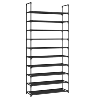 Imagen de SONGMICS Zapatero, Organizador Zapatos, 10 Baldas, Zapatero Abierto Estrecho, 28 x 83 173 cm, Marco de Metal, Estantes Tela no Tejida, para Pasillo, Dormitorio, Negro LSH110BH01
