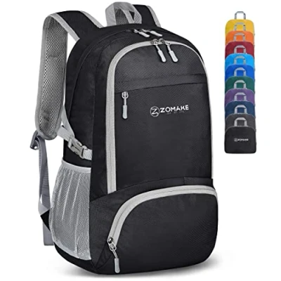 Imagen de ZOMAKE Mochila Plegable Ligera Mochilas de Senderismo Pequeña Con Resistencia Al Agua 30L Para Hombre Mujer Viaje Trekking Deporte(Negro)