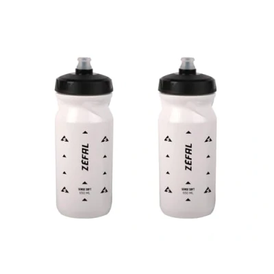 Imagen de ZEFAL Pack Sense Soft 65 Lote de 2 bidones para bicicleta y MTB, botella deportiva flexible e inodora, agua sin BPA Tetina silicona Blanco, x 650ml