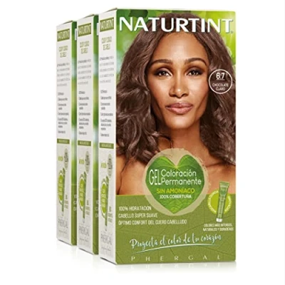 Imagen de Naturtint Biobased Coloración sin amoniaco 100% cobertura de canas Ingredientes vegetales Color natural y duradero 6.7 Chocolate Claro Pack 3