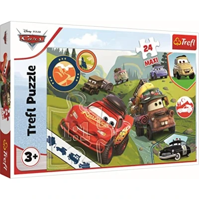 Imagen de Trefl 24 Maxi Piezas Grandes, Coloridos Personajes Disney, Entretenimiento Creativo, Diversión para niños a Partir de 3 años Puzzle, Color Cars, Coches Felices (14352)