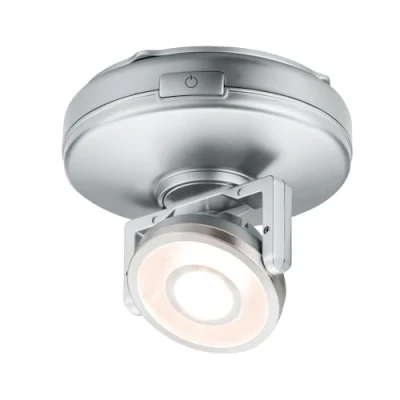 Imagen de Paulmann 70637 Luminaria LED Rotate para Superficies de Trabajo, armarios, estanterías, 1 Foco, orientable, Regulable, Funcionamiento con Pilas, Interruptor on/Off/regulación, W, Cromo Mate