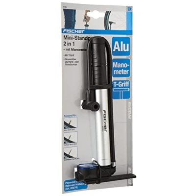 Imagen de Fischer pumpe Mini standpumpe 2in1 Bicicleta 85584 Minibomba Aluminio, Negro