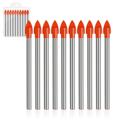 Imagen de 10 Piezas Juego de 6mm Brocas Porcelanico Profesional, Taladro Perforación Vidrio Broca Azulejo con Recubrimiento para Azulejos, Cerámica, y Espejos