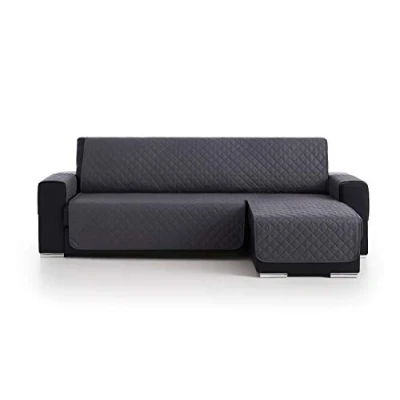Imagen de S &amp; T Funda Cubre Sofá Chaise Longue Acolchado Antiácaros Protector Manchas Fabricado en España Poliéster 100% (Chaise 280, Gris Oscuro)