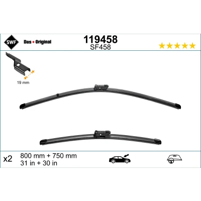 Imagen de Limpiaparabrisas Swf Visioflex 119458 delante Sin marco CITROËN: C4 Grand Picasso 2, 2