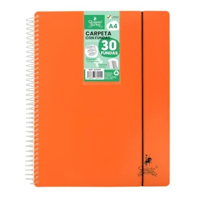 Imagen de Starplast Carpeta Con Fundas Espiral Flexible Organizadores, 30 fundas, Transparentes Lisas, A4, Tapa Plástico Resistente, Uso Escolar, Personal o de Oficina Color Naranja.