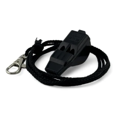 Imagen de ACME Cyclone No. 888 silbato de señalización en color negro, ideal para deportes, seguridad y entrenamiento, sonido alto, alto largo alcance, incluye cinta