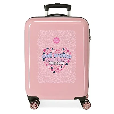 Imagen de Roll Road One World Maleta de cabina Rosa 38x55x20 cms Rígida ABS Cierre combinación lateral 34L 2 kgs 4 Ruedas dobles Equipaje Mano