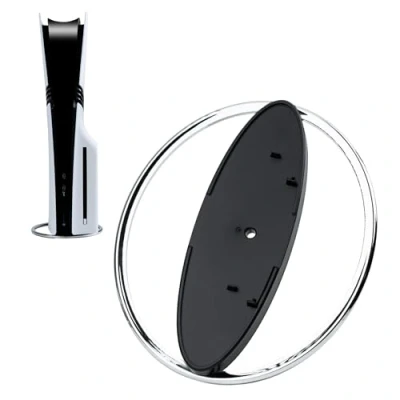 Imagen de Tolesum soporte vertical para consolas PS5/PS5 Pro/PS5 Slim, de escritorio universal base redonda todas las P5 Disc y ediciones digitales Plata