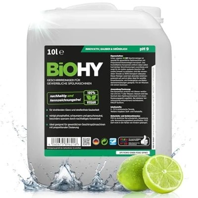 Imagen de BiOHY Detergente para lavavajillas comercial (Bidón de 10 litros) Fórmula disolver el las grasas Apto gastronomía, industria y hogares (Geschirrreiniger)