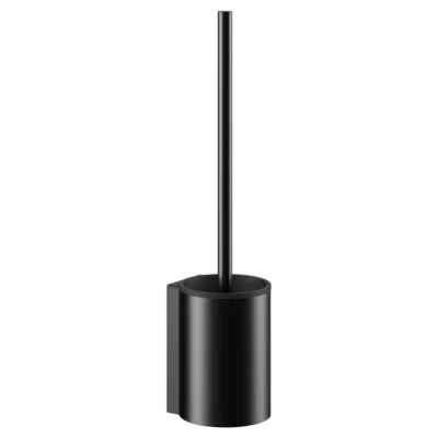 Imagen de KEUCO Escobillero de baño Metal Negro Mate con Recubrimiento Polvo y plástico Gris, Montaje en Pared, Soporte para Aseo Invitados, escobilla WC, Plan Black Selection