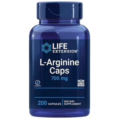 Imagen de Life Extension, L Arginina, 700mg, Dosis Alta, 200 Cápsulas veganas, Probadas en Laboratorio, Sin Gluten, Vegetarianas, Soja, OGM