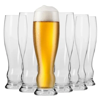 Imagen de Krosno Vasos Copas de Weizen Trigo Cerveza Conjunto 6 Piezas 500 ML Splendour Collection Perfectos para Uso en Casa y Fiestas Apto Lavavajillas
