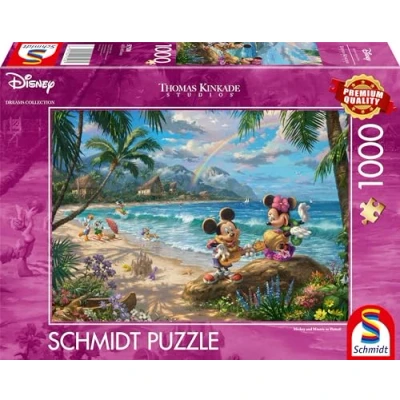 Imagen de Schmidt Spiele 57528 Thomas Kinkade, Disney, Mickey y Minnie en Hawái, 1000 Piezas Puzzle, Multicolor, Exclusivo Amazon