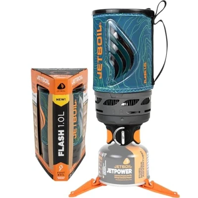 Imagen de Jetboil Flash Estufa portátil de ebullición rápida 1.0L para acampar y mochileros con encendido automático 1 paso, nuevo 2025, quemador propano/isobutano taza cocina, topo