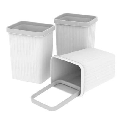 Imagen de Cetomo 8.2L * 3 Set, Papelera Papelera, Cubo de basura para baños, cocinas, oficinas en el hogar, dormitorios blanco