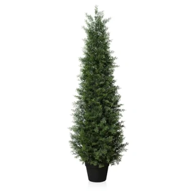 Imagen de Fopamtri Planta Artificial Grande de Cedro 120cm Plantas Artificiales Decorativas Coníferos con Maceta Protección UV para Hogar Sala Jardín Porche (1 Pieza)